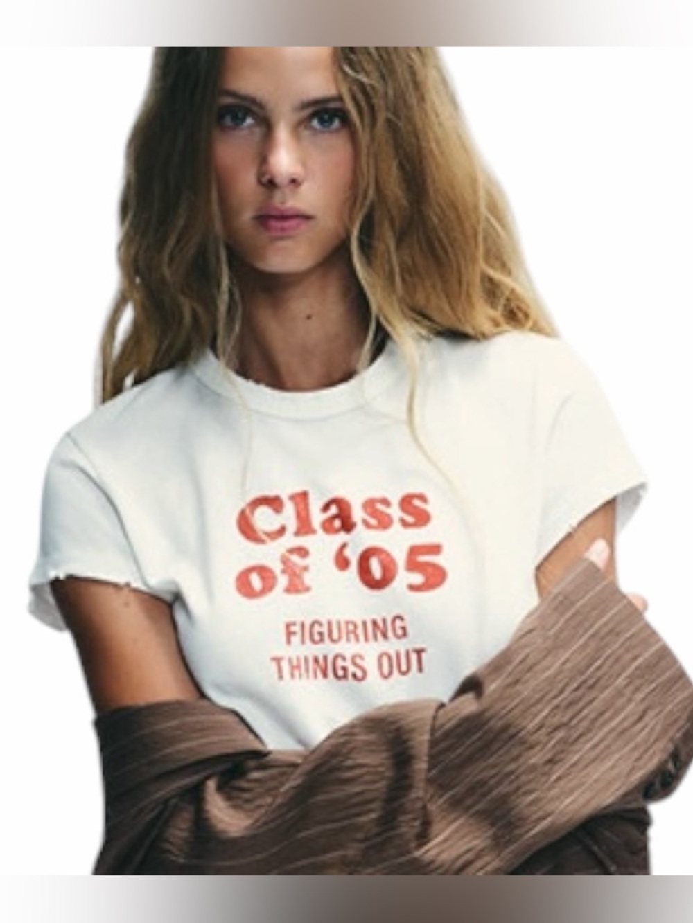 Zara White Tee with Red 'Class of '05' Graphic - Picture 2 of 4